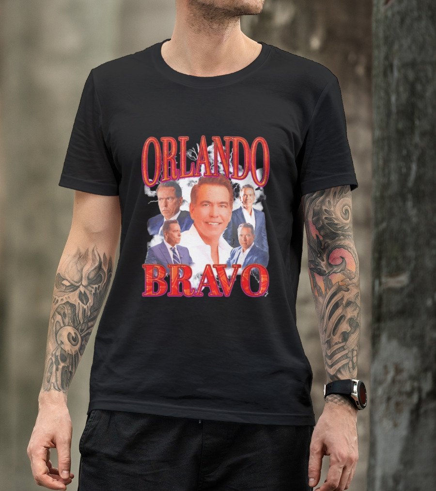 Orlando Bravo Red Text Multiple Portraits T-Shirt