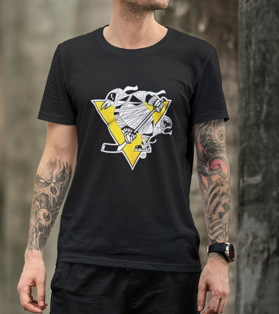 Pittsburgh Penguins Mummy Wrapped Hockey Stick Halloween 26 T-Shirt