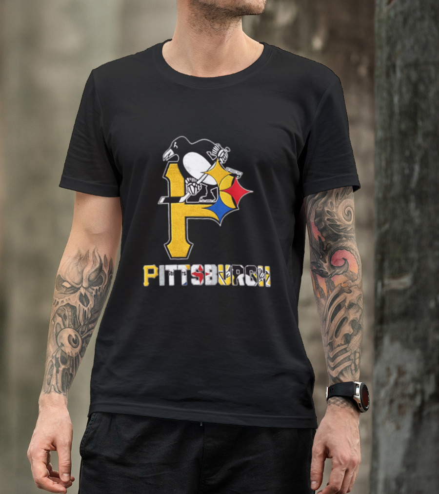 Pittsburgh Penguins Steelers P Logo Sport Map Iconic Team T-Shirt