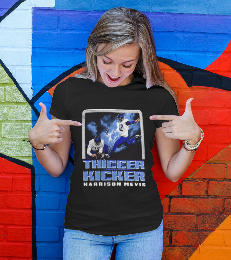 Harrison Mevis Thiccer Kicker Football Action And Lightning T-Shirt