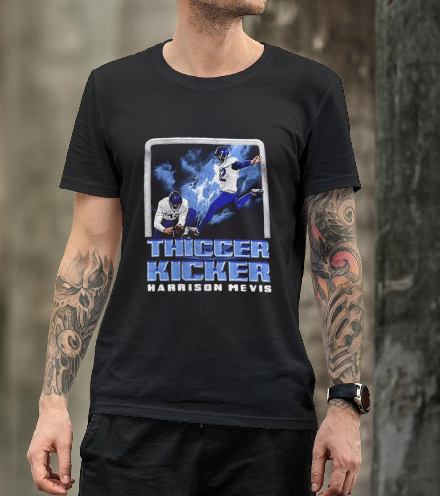 Harrison Mevis Thiccer Kicker Football Action And Lightning T-Shirt