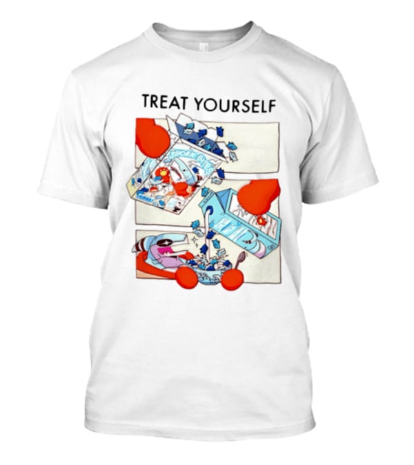 Treat Yourself Shork Bites Cereal Box Sharks Milk Breakfast Fun T-Shirt