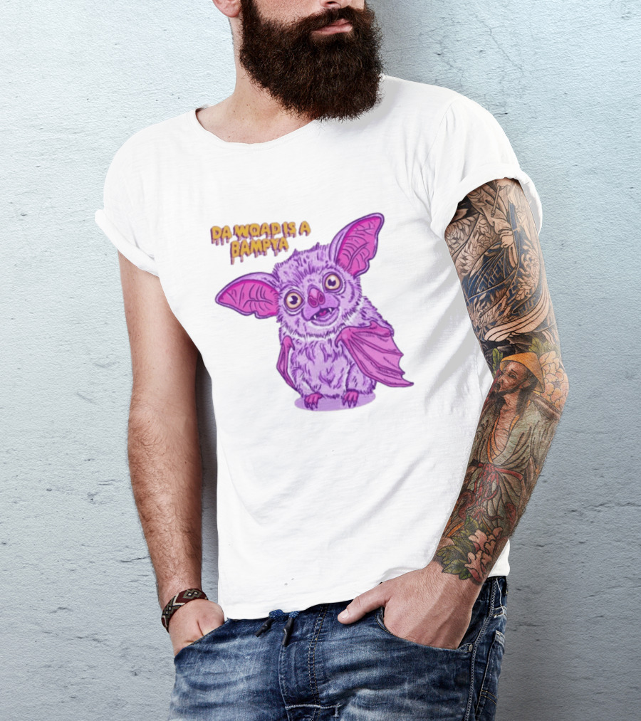 Da Woad Is A Bampya Purple Bat Vampire Cartoon T-Shirt