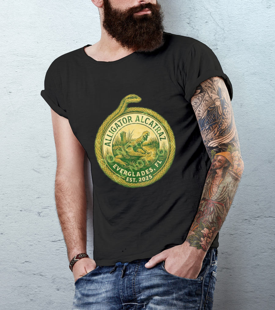 Alligator Alcatraz Everglades Florida Est. 2025 Snake And Reptile T-Shirt