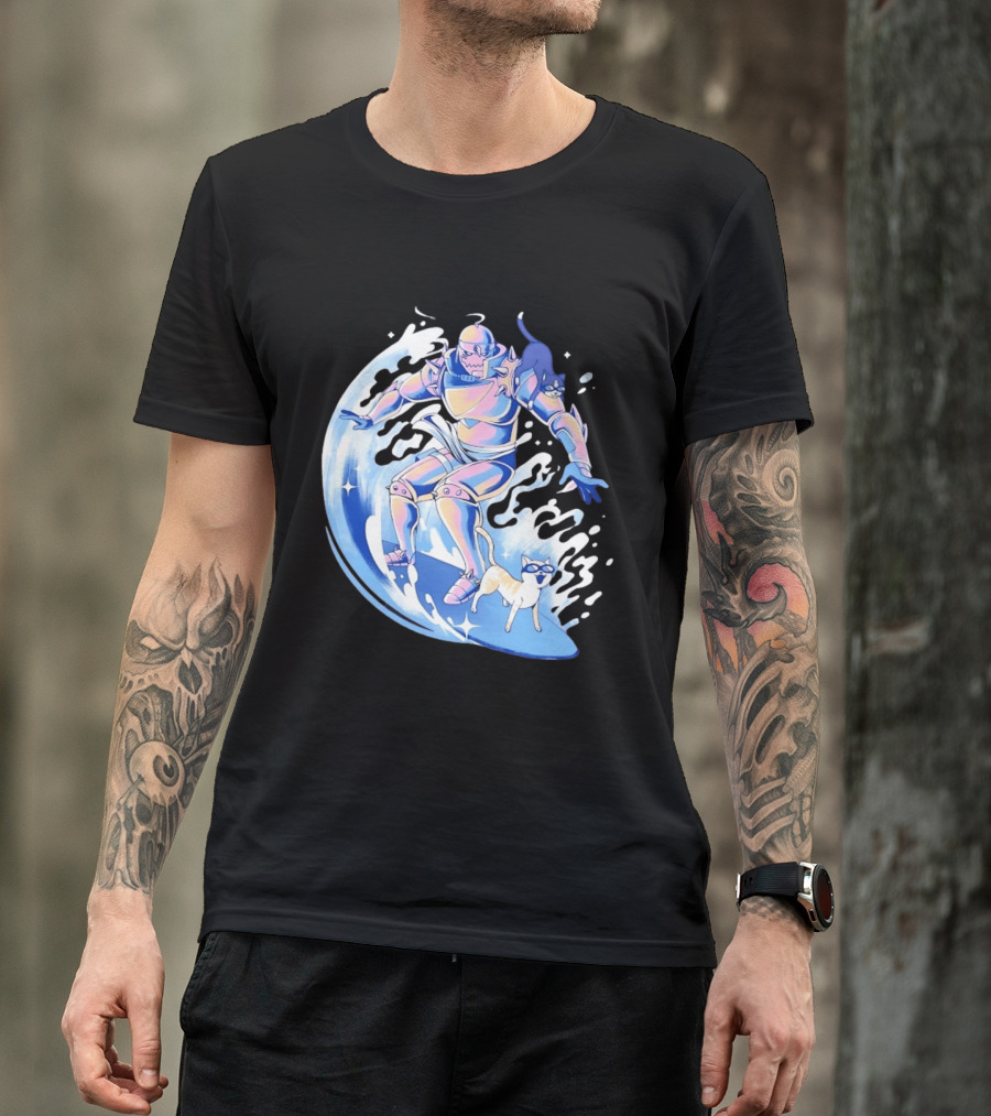 Alphonse Elric Surfing Adventure With Cool Cats On Waves T-Shirt