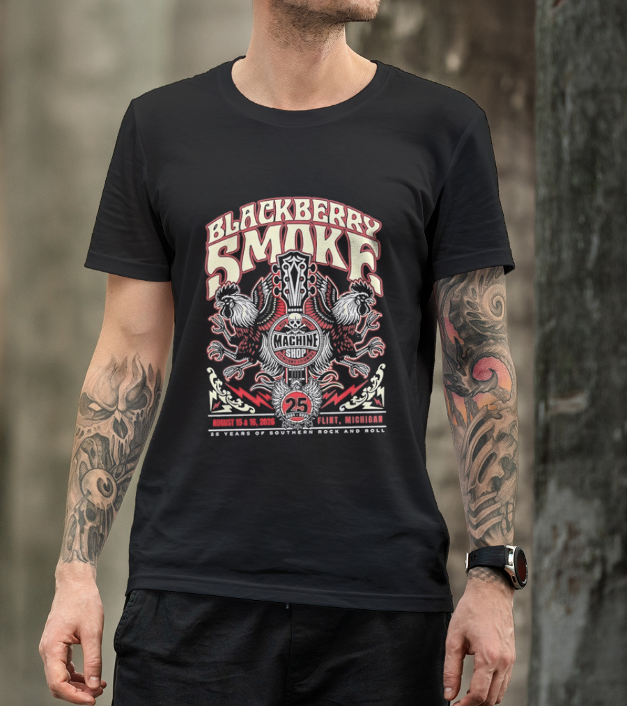 Blackberry Smoke Machine Shop Flint Michigan 25 Years Of Southern Rock And Roll T-Shirt