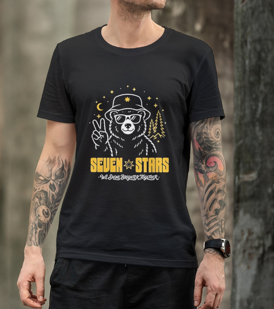 Seven Stars Peaceful Bear At Night We Shine Brighter Together T-Shirt