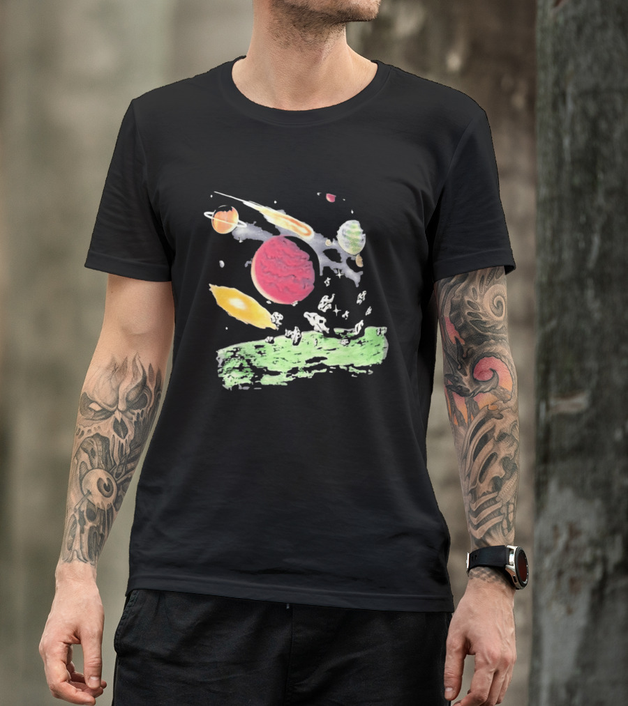 Space Galaxy Planet Asteroid Field Colorful Cosmic Scene T-Shirt