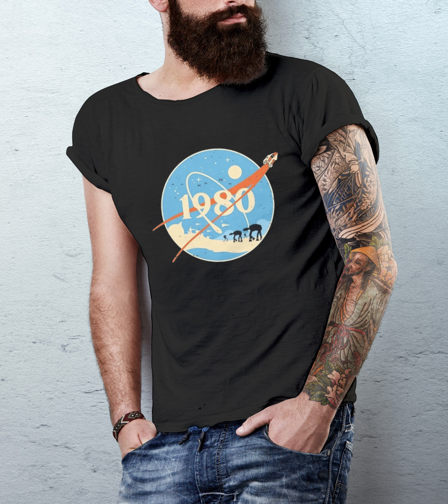 Star Wars 1980 Space Mission Inspired By Empire Strikes Back NASA Style Logo With AT AT Walkers T-Shirt
