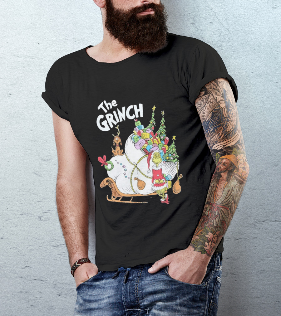 The Grinch Christmas Sleigh With Max And Presents T-Shirt