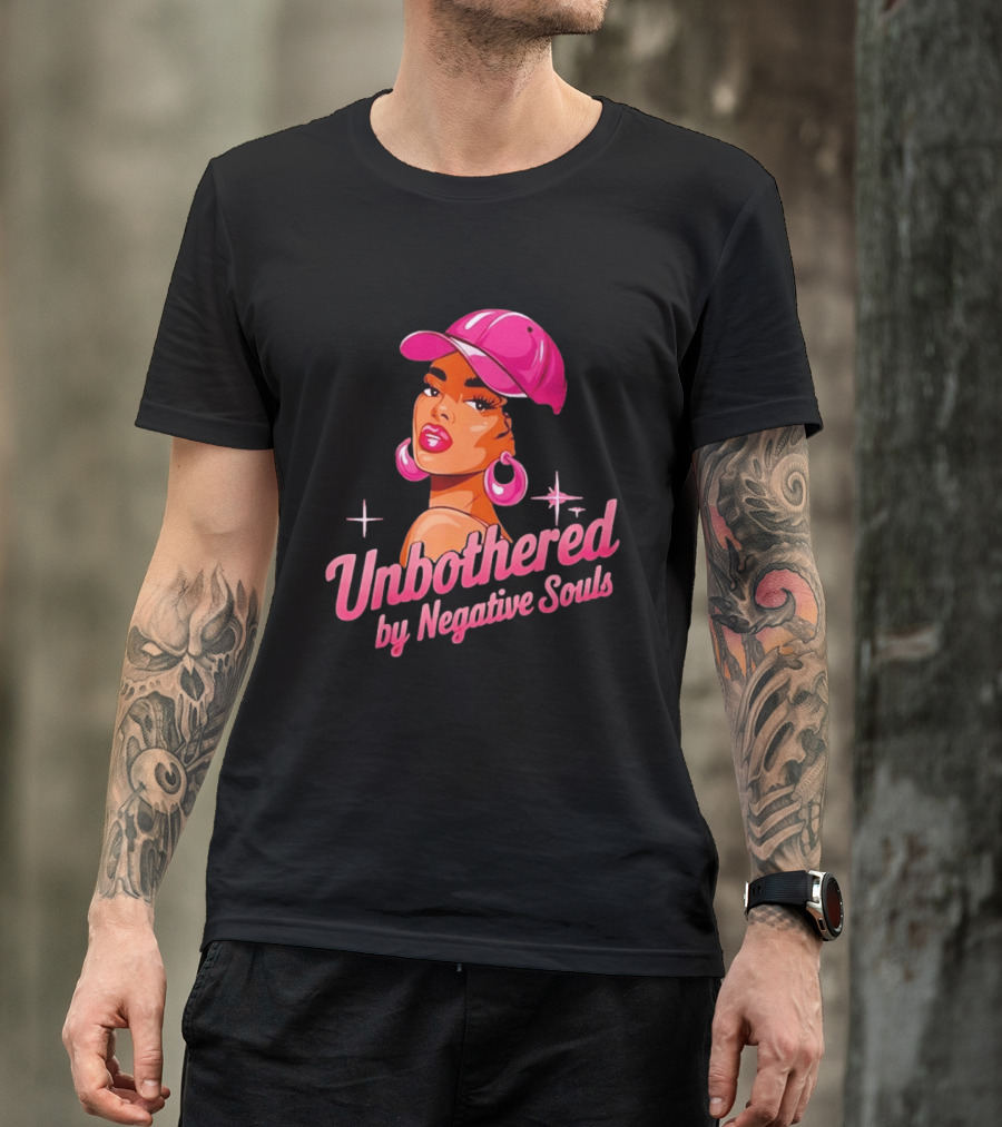 Unbothered By Negative Souls Pink Hat Positive Vibes T-Shirt