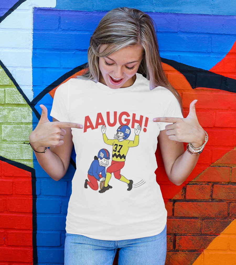 Charlie Brown New York Giants AAUGH Football 37 Peanuts Comic T-Shirt
