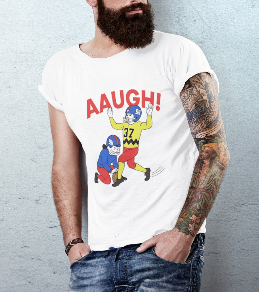 Charlie Brown New York Giants AAUGH Football 37 Peanuts Comic T-Shirt