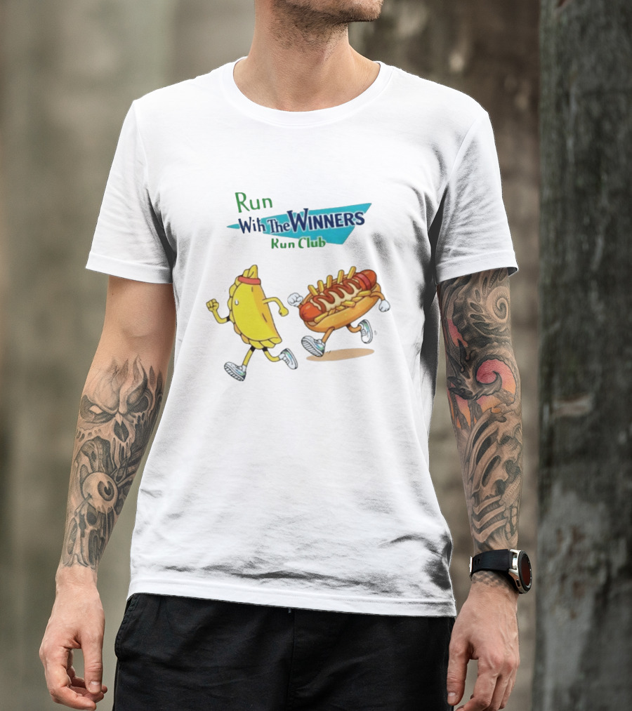 Run With The Winners Run Club Empanada And Hot Dog Race T-Shirt