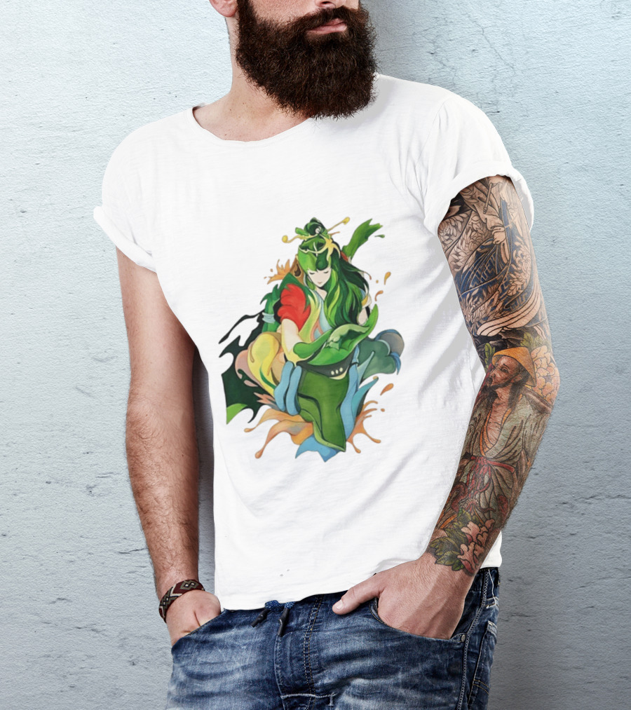 Shun Of Andromeda Saint Seiya Anime Character Art Green And Red T-Shirt
