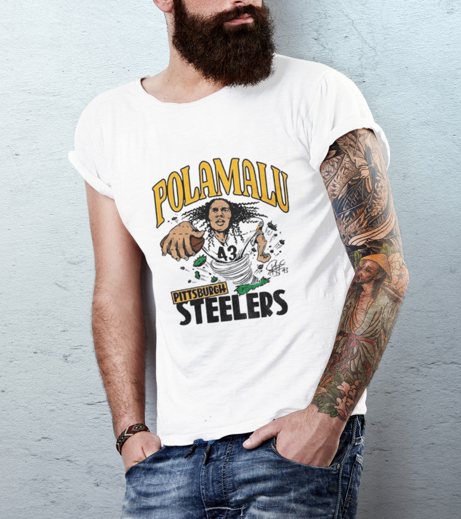 Polamalu Pittsburgh Steelers Caricature Player Number 43 T-Shirt