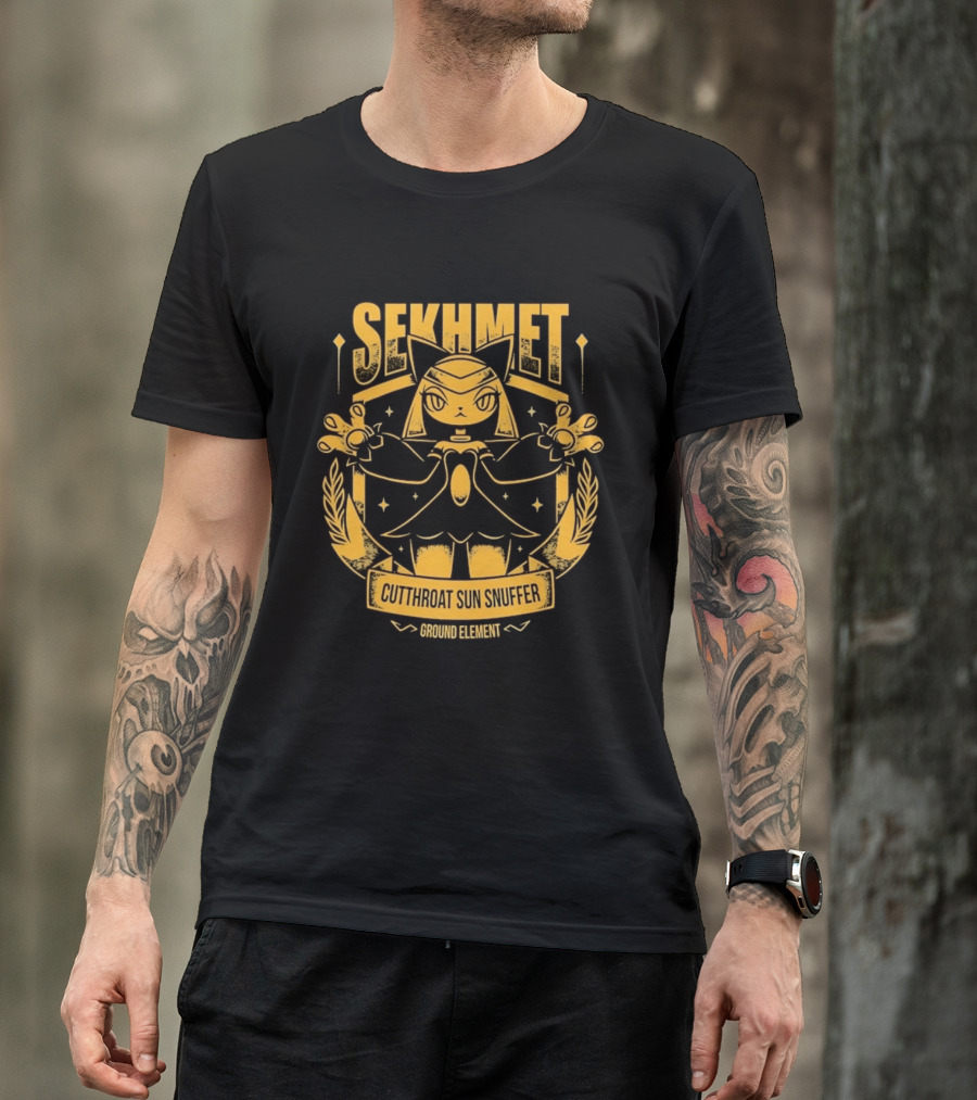 Sekhmet Cutthroat Sun Snuffer Ground Element Magic Cat Warrior T-Shirt