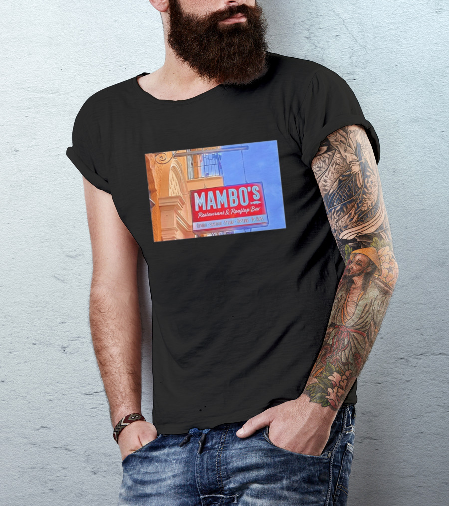 Mambo's Restaurant And Rooftop Bar Gumbo Seafood Steaks Oysters Po Boys T-Shirt