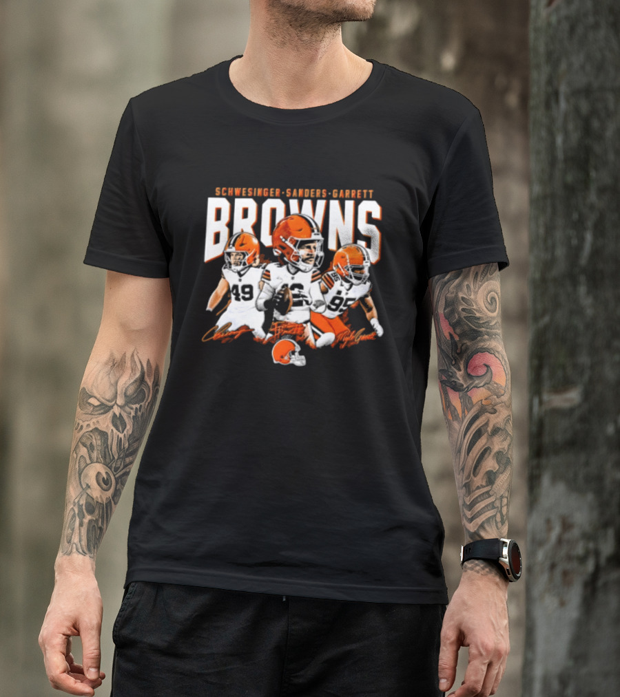 Browns Schwesinger Sanders Garrett Caricature 49 12 95 T-Shirt
