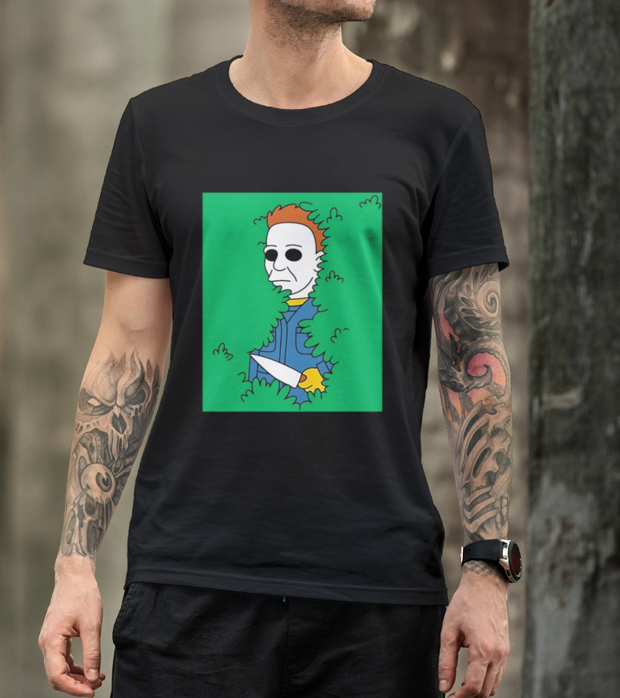 Michael Myers Halloween Bushes Knife Humor T-Shirt