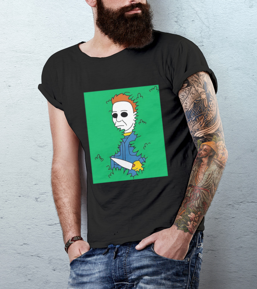 Michael Myers Halloween Bushes Knife Humor T-Shirt
