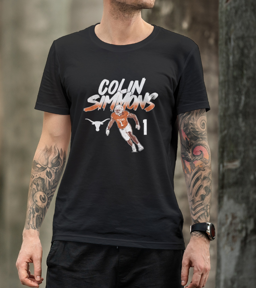 Texas Longhorns Football Colin Simmons Number 1 Pose T-Shirt