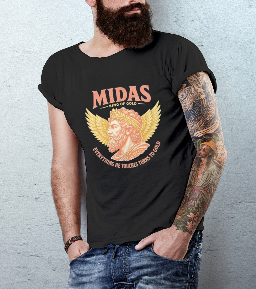 Midas King Of Gold Everything He Touches Turns To Gold Winged Crown Classic Greek Mythology T-Shirt