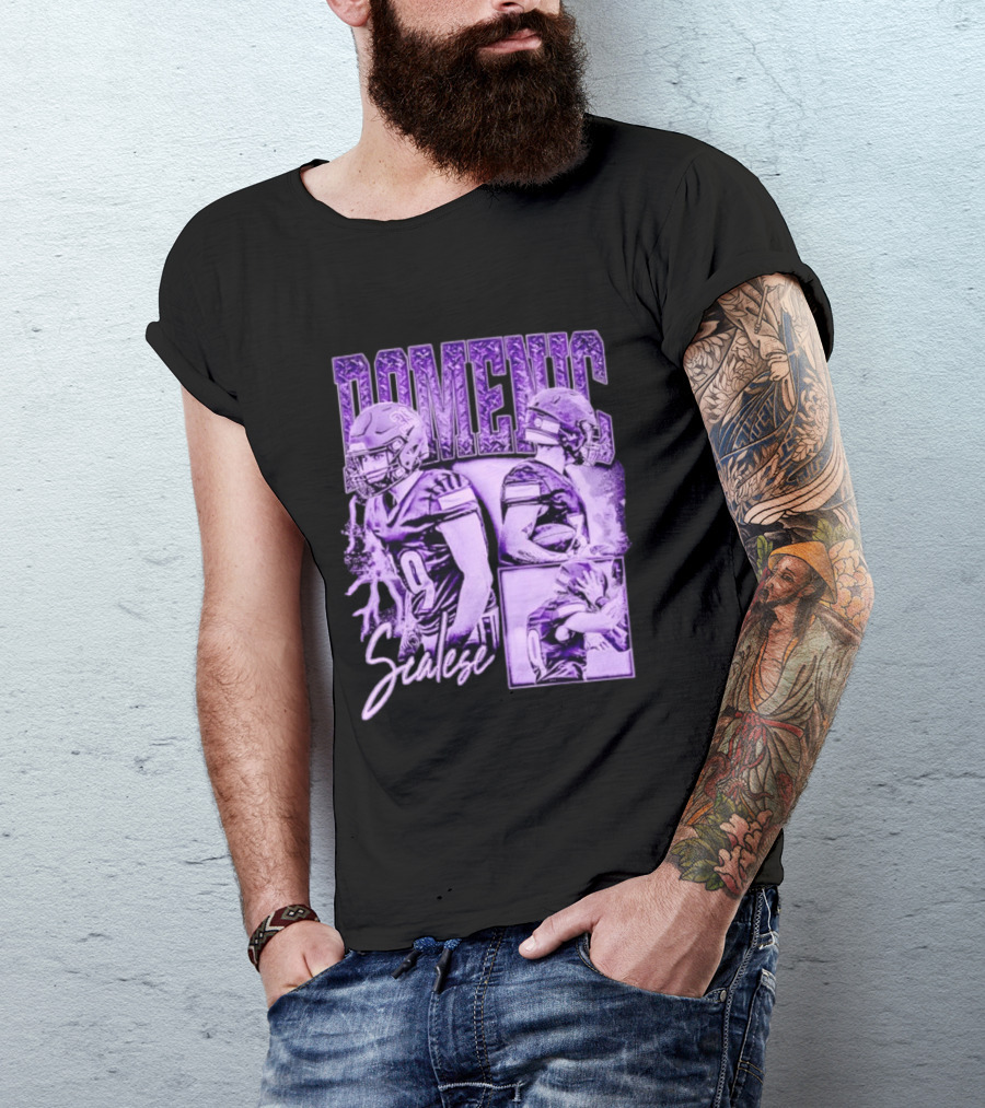 Domenic Scalese Number 9 Football Player Purple Sports Collage T-Shirt