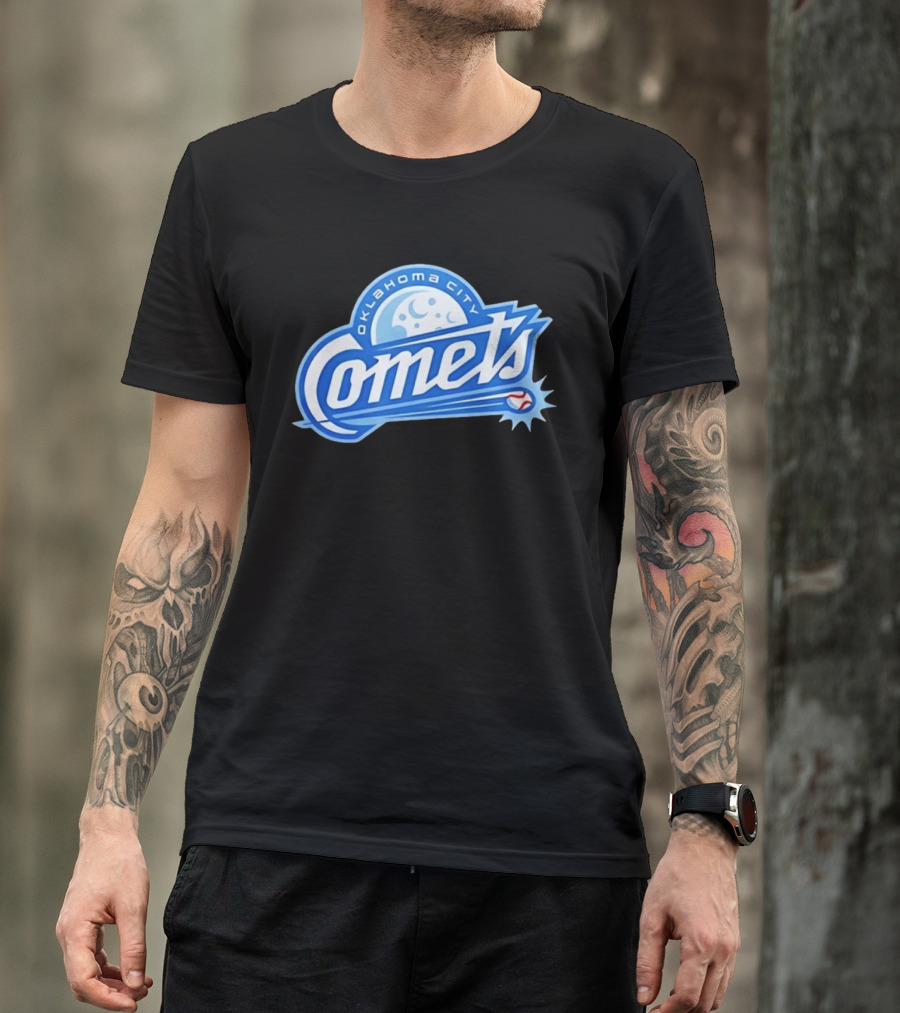 Oklahoma City Comets Baseball Team Moon And Star Baseball T-Shirt