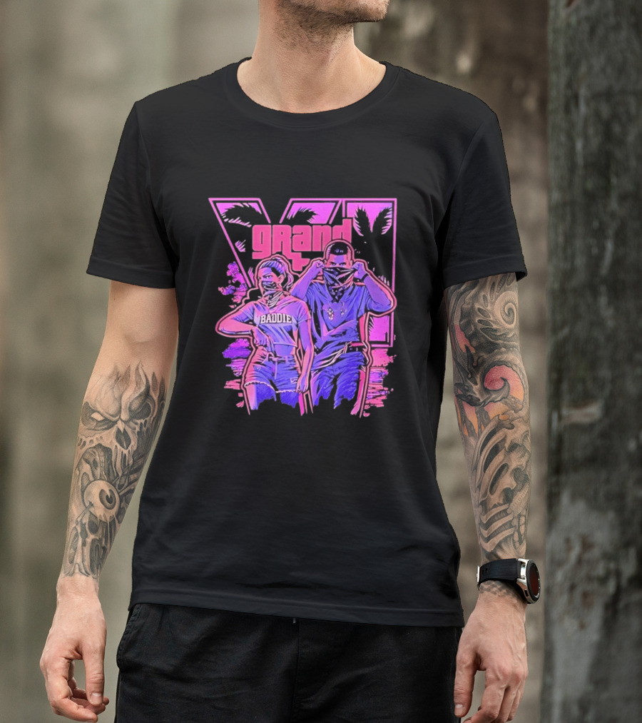 Grand Baddie Couple Neon Vibes Streetwear T-Shirt