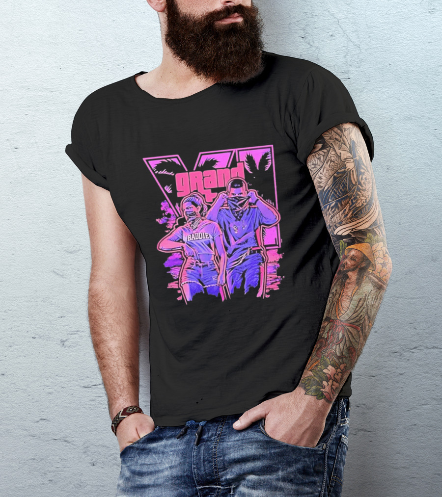 Grand Baddie Couple Neon Vibes Streetwear T-Shirt