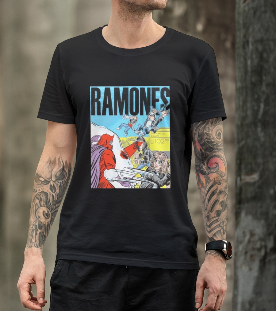 Ramones Rockaway Beach Comic Jack Kirby Style 102nd Street T-Shirt