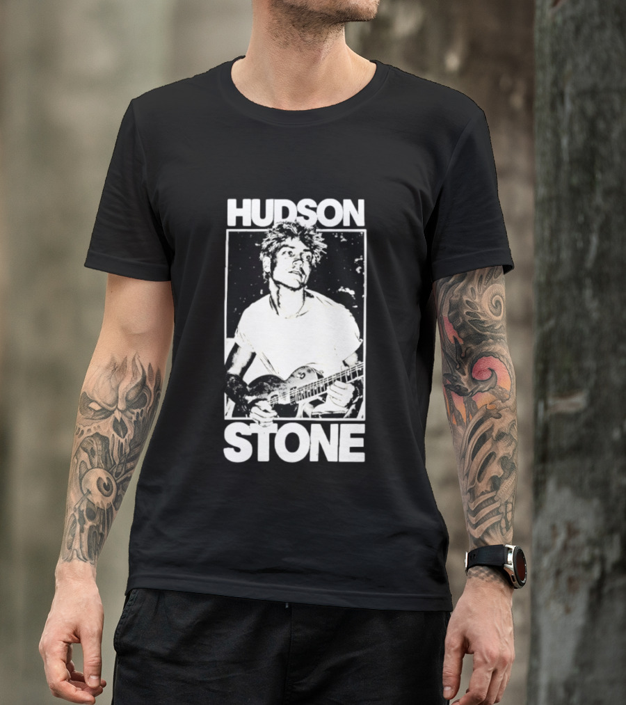 Hudson Stone Distressed Musician Black And White Image T-Shirt