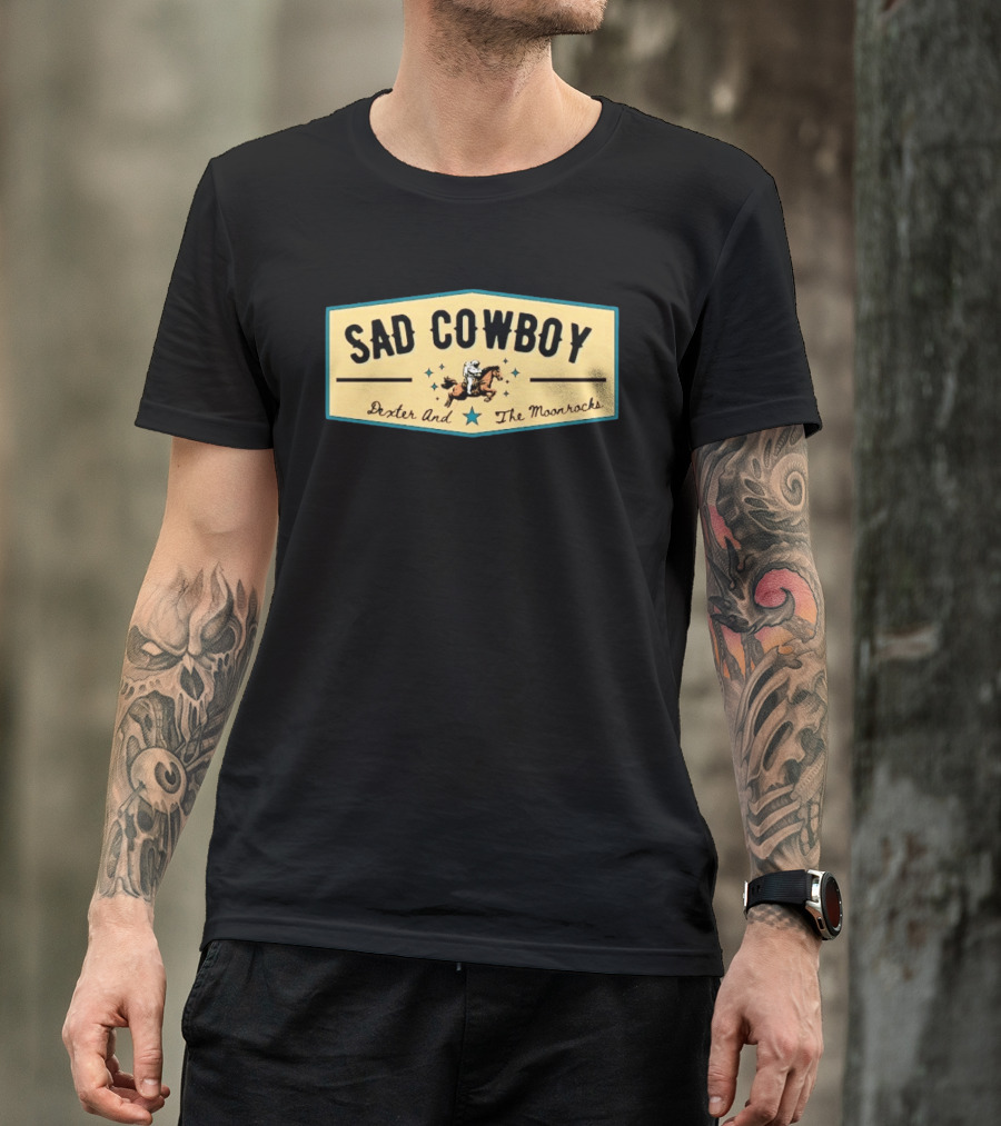 Sad Cowboy Dexter And The Moonrocks Vintage Country Rock Astronaut Horse Riding T-Shirt
