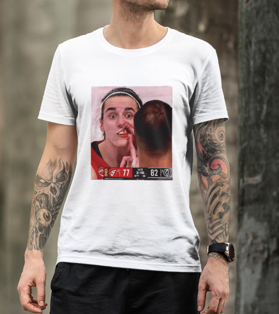Caitlin Clark Injured Mouth Indiana Basketball Game Score 77 82 Fourth Quarter T-Shirt