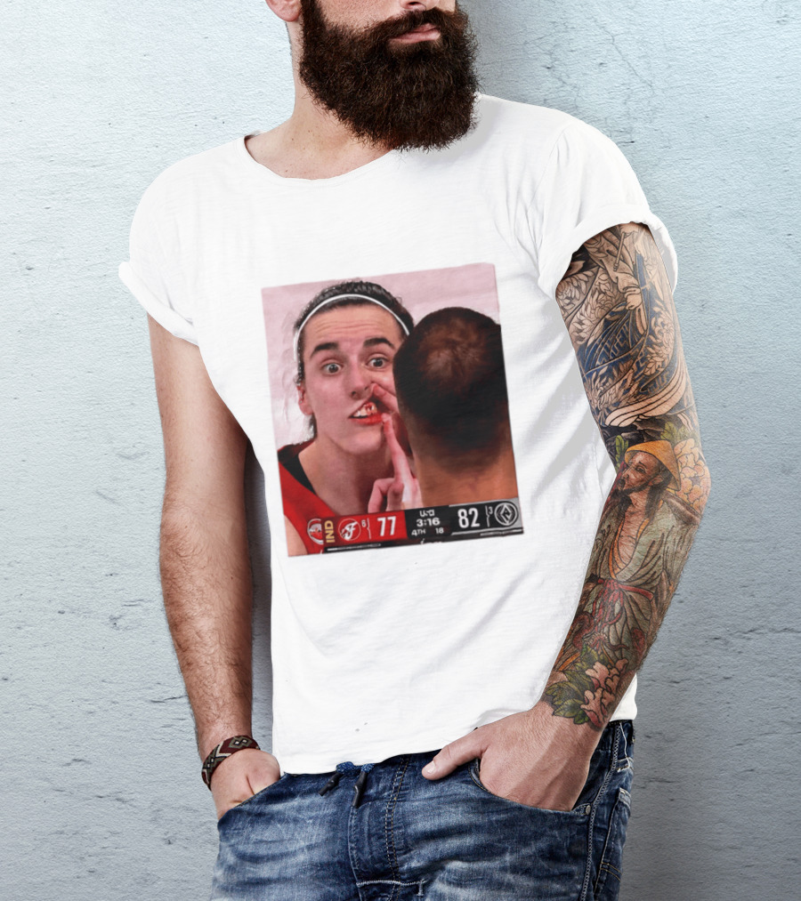 Caitlin Clark Injured Mouth Indiana Basketball Game Score 77 82 Fourth Quarter T-Shirt
