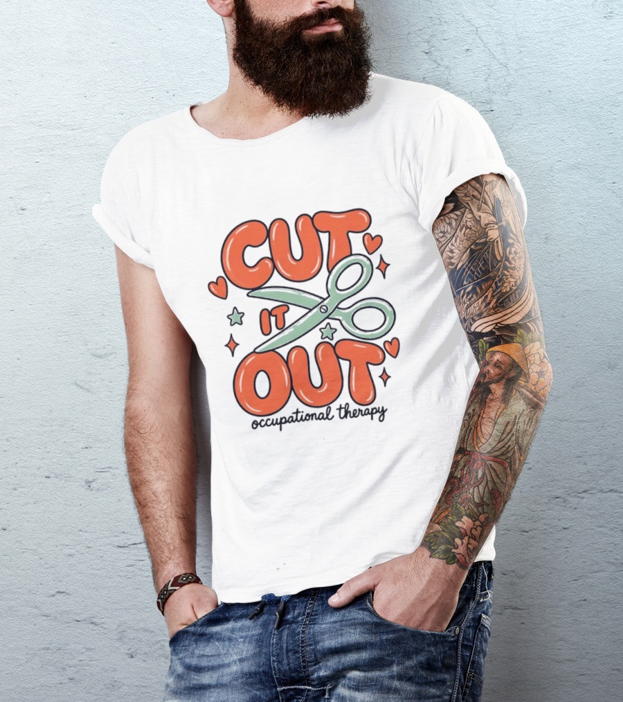 Cut It Out Occupational Therapy Scissors Art Hearts T-Shirt