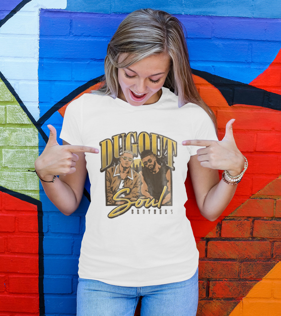 Dugout Soul Brothers Two Men Wearing Sunglasses City Skyline T-Shirt
