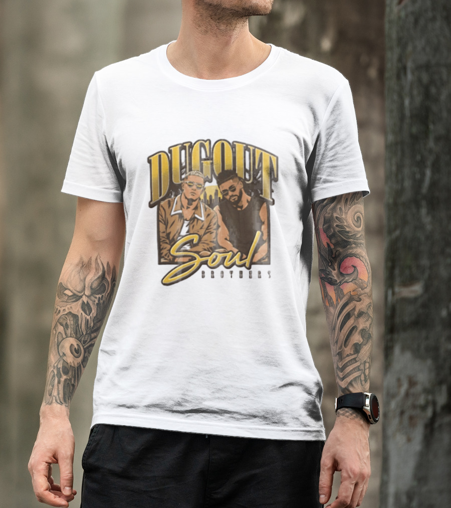 Dugout Soul Brothers Two Men Wearing Sunglasses City Skyline T-Shirt