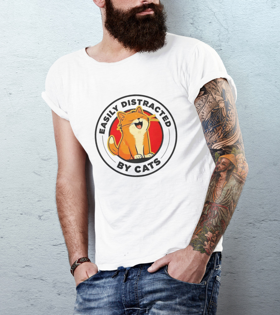 Easily Distracted By Cats Cute Kitten Lover T-Shirt