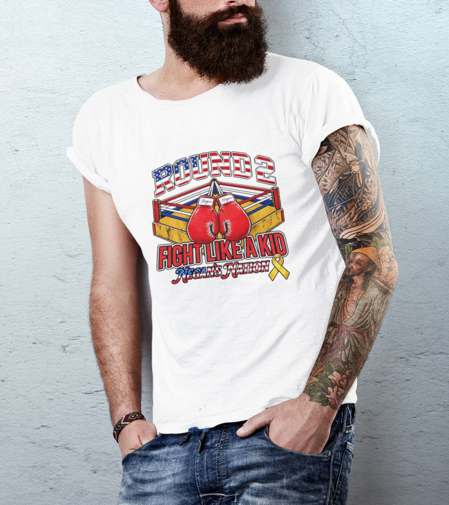 Round 2 Fight Like A Kid Negan's Nation Boxing Gloves Yellow Ribbon T-Shirt