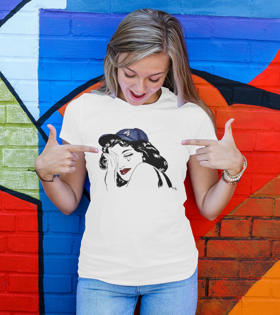 Los Angeles Dodgers Cap Crying Woman Pop T-Shirt