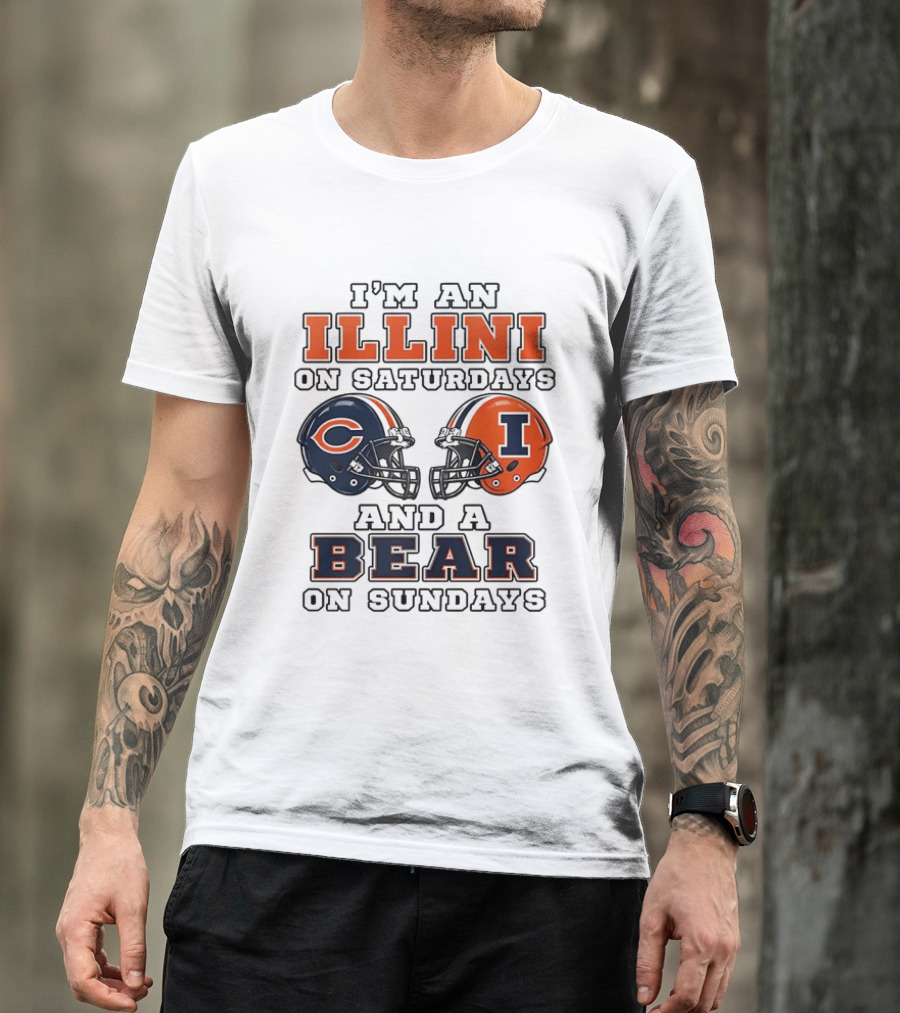 I'm An Illini On Saturdays And A Bear On Sundays Matching Game Day Helmets T-Shirt