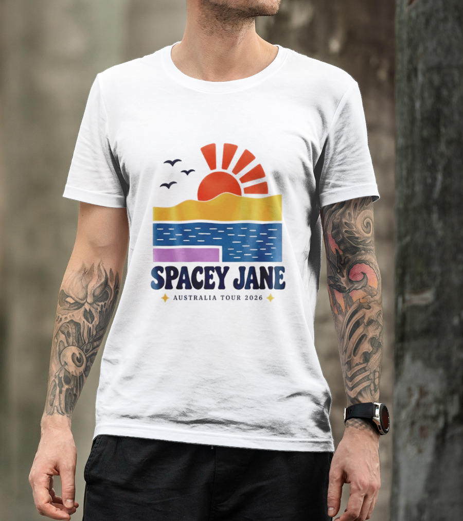 Spacey Jane Australia Tour 2026 Indie Rock Ocean Sunset Birds T-Shirt