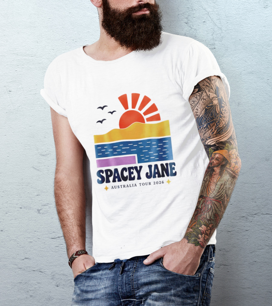 Spacey Jane Australia Tour 2026 Indie Rock Ocean Sunset Birds T-Shirt