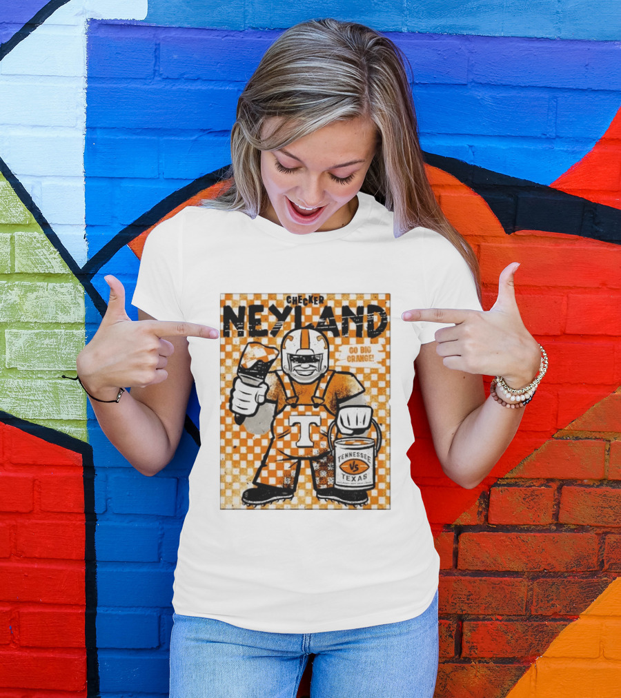 Checker Neyland Go Big Orange Tennessee Volunteers VS Texas Saturday T-Shirt