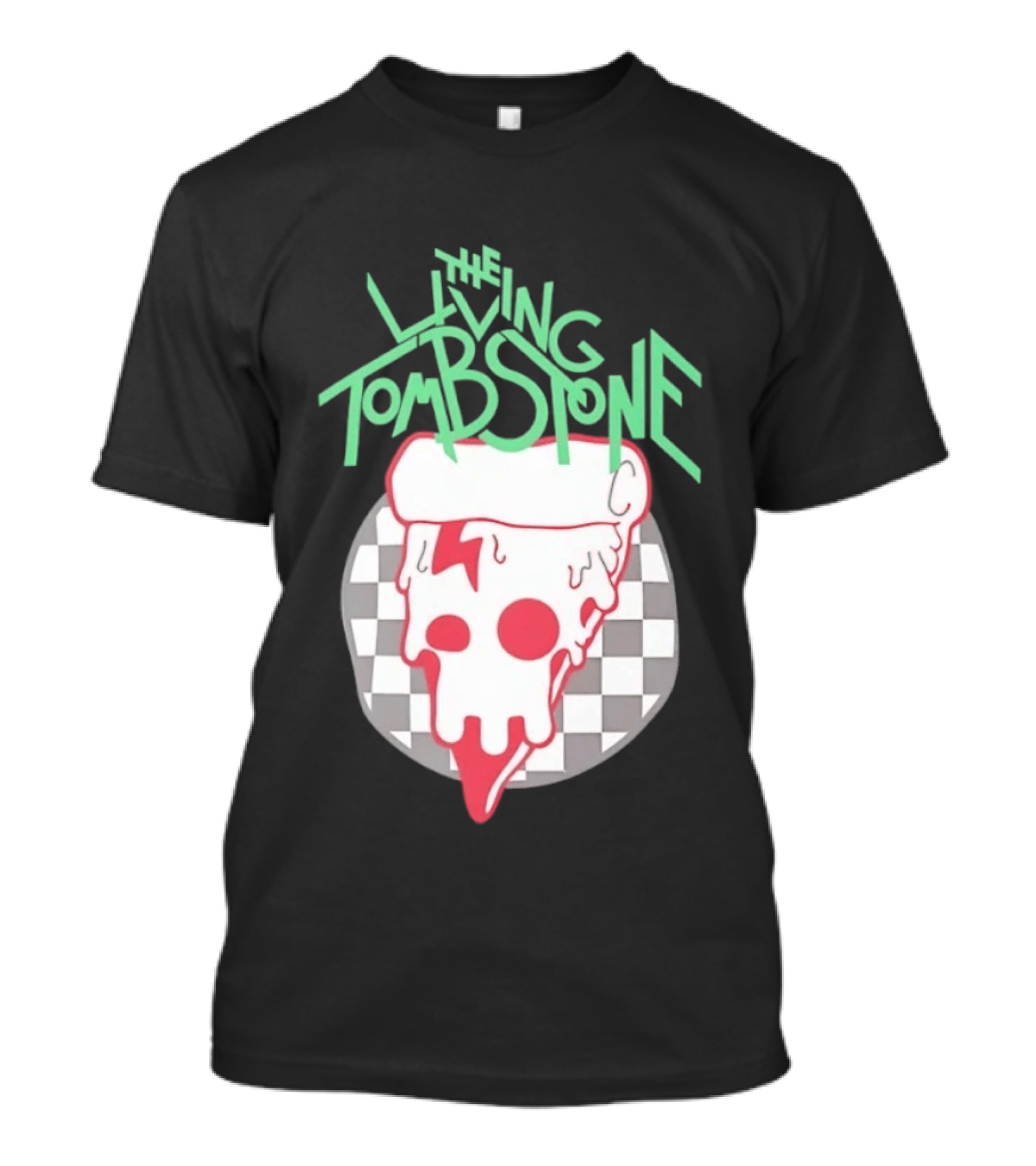 The Living Tombstone Pizza Skull Checkered T-Shirt