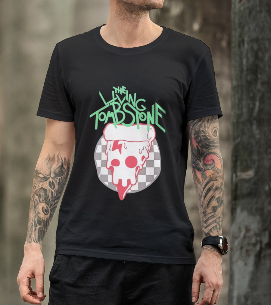 The Living Tombstone Pizza Skull Checkered T-Shirt