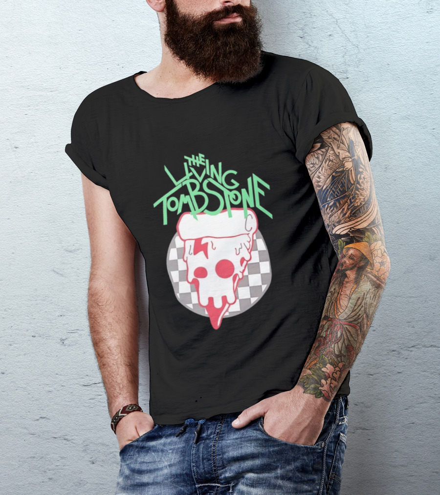 The Living Tombstone Pizza Skull Checkered T-Shirt