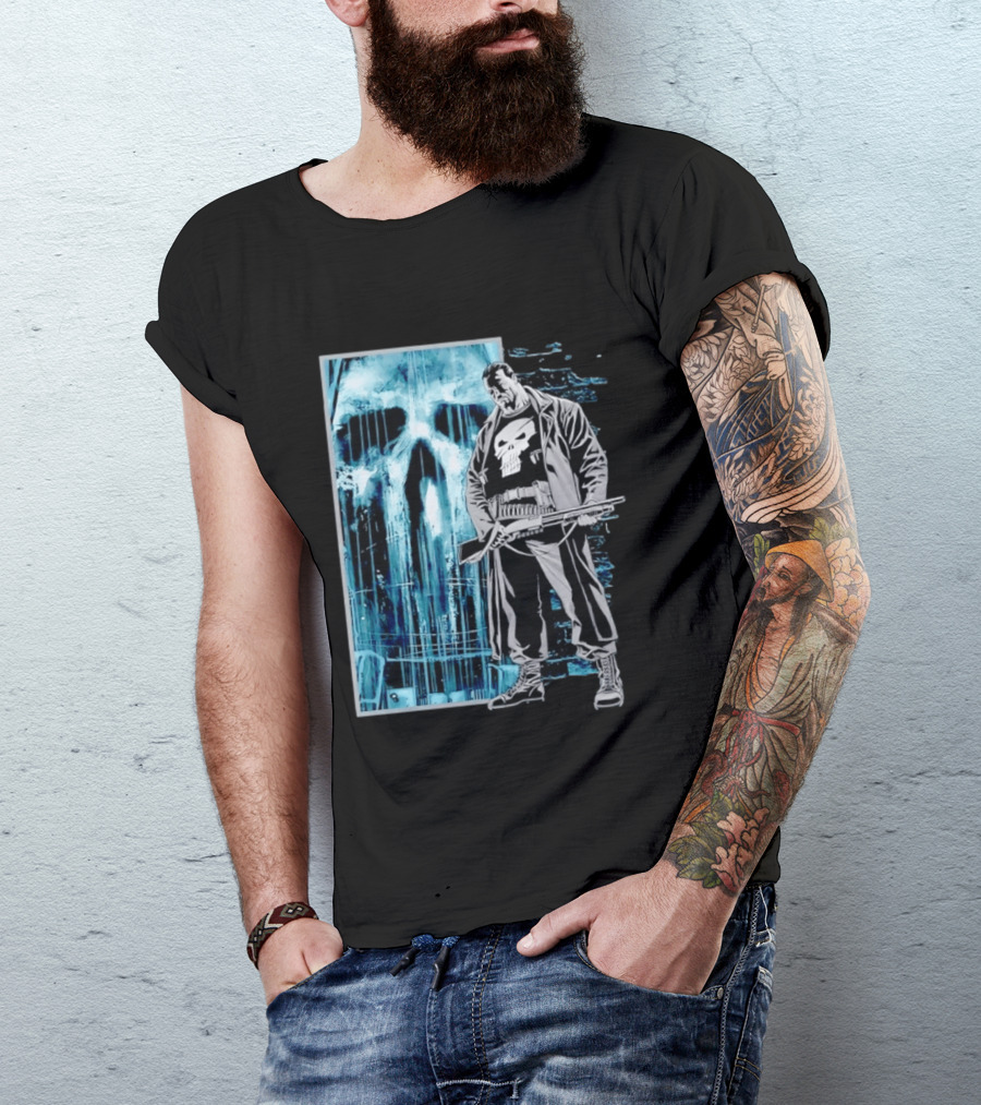 The Punisher Skull Vigilante Trench Coat T-Shirt